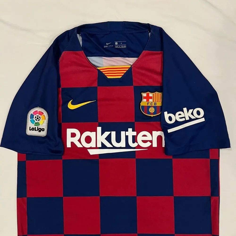 Lionel Messi FC Barcelona Nike Men's Red/Blue Checkered 2019 Home Jersey SZ L